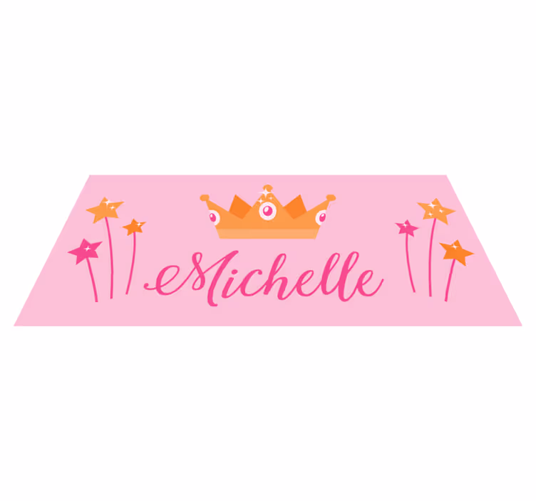 Tappeto vinile per bambini bacchette e corona con nome - TenStickers
