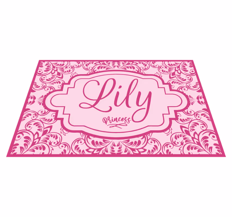 Tappeto vinile con nome disegno floreale principessa - TenStickers