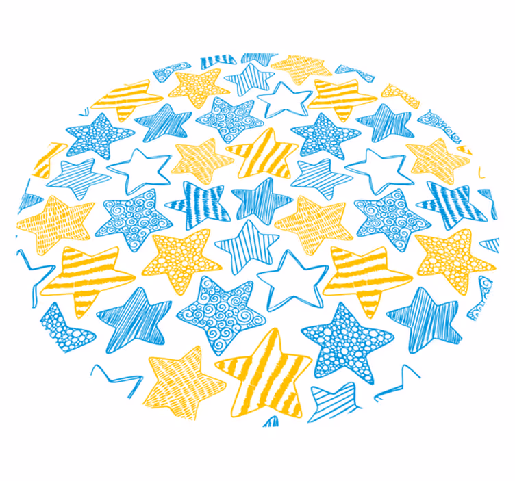 Tappetto vinile stelle disegno giallo e blu - TenStickers