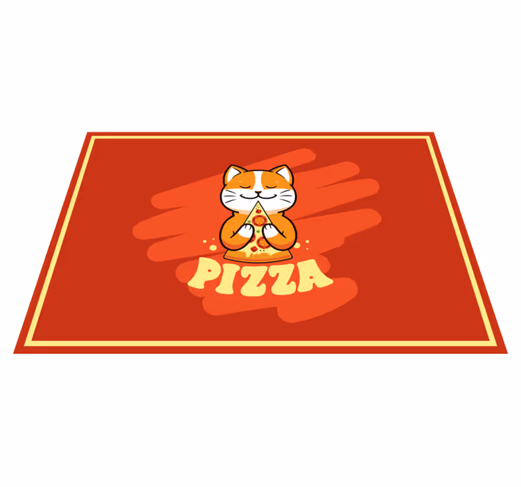 Tappeto pvc cucina simpatico gatto con la pizza - TenStickers