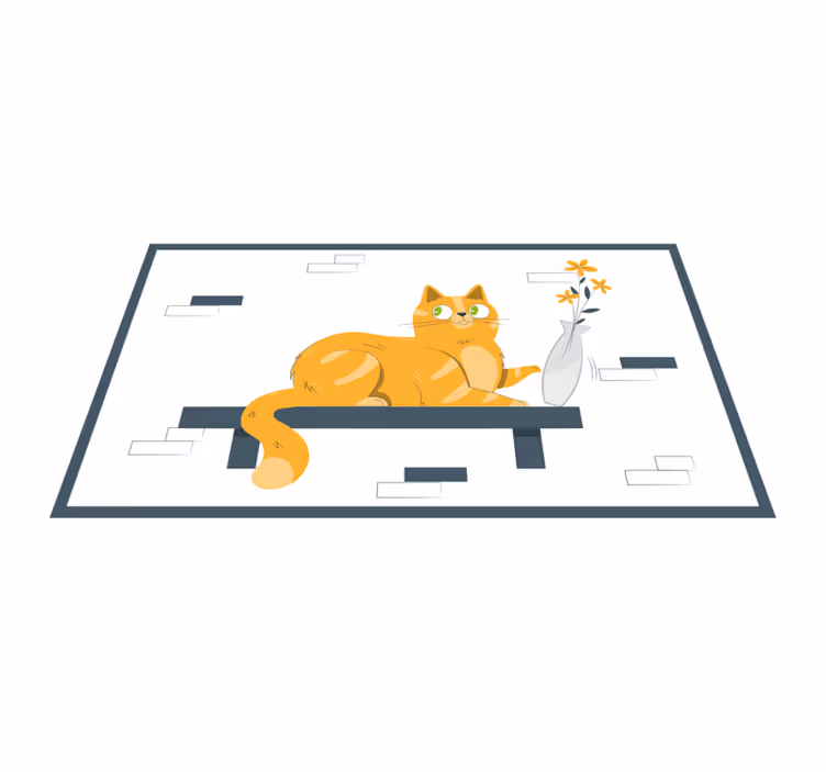 Tappeto vinile per bambini scena di gatto giocoso - TenStickers