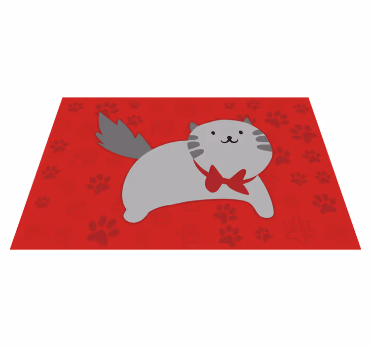 Tappeto vinile animali illustrazione di gatto allegro - TenStickers