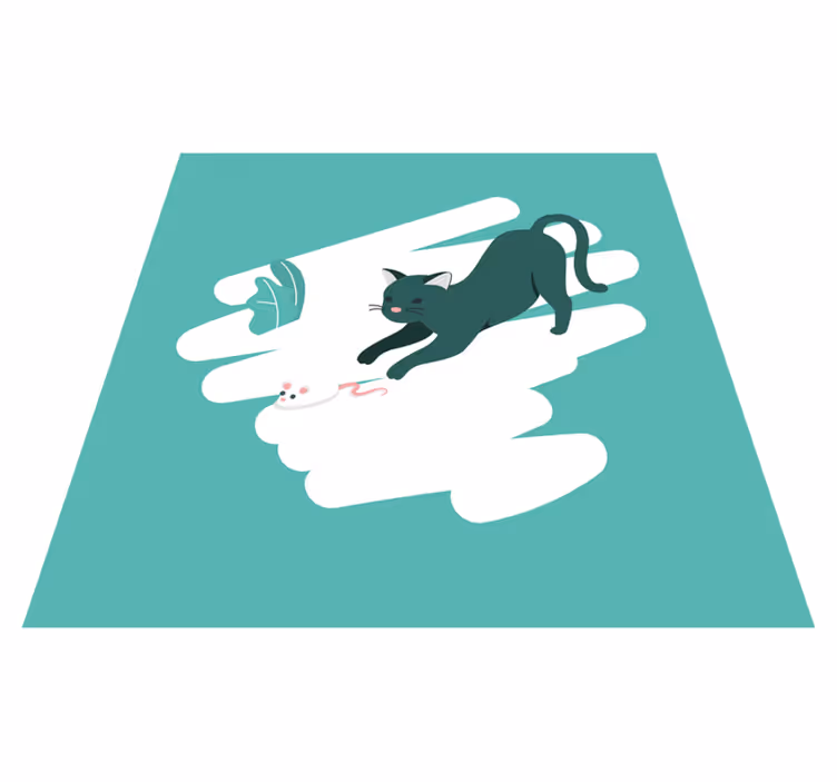 Tappeto vinile camera da letto caccia di gatti giocherelloni - TenStickers