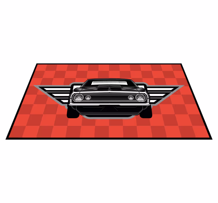 Tappeto vinile per bambini muscle car a scacchi - TenStickers