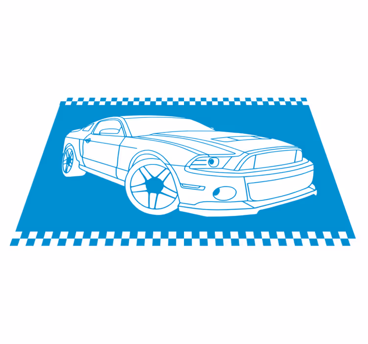 Tappeto vinile strade schema di auto da corsa - TenStickers