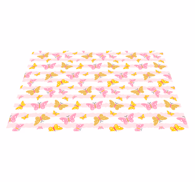 Tappeto vinile per bambini farfalle rosa e gialle - TenStickers