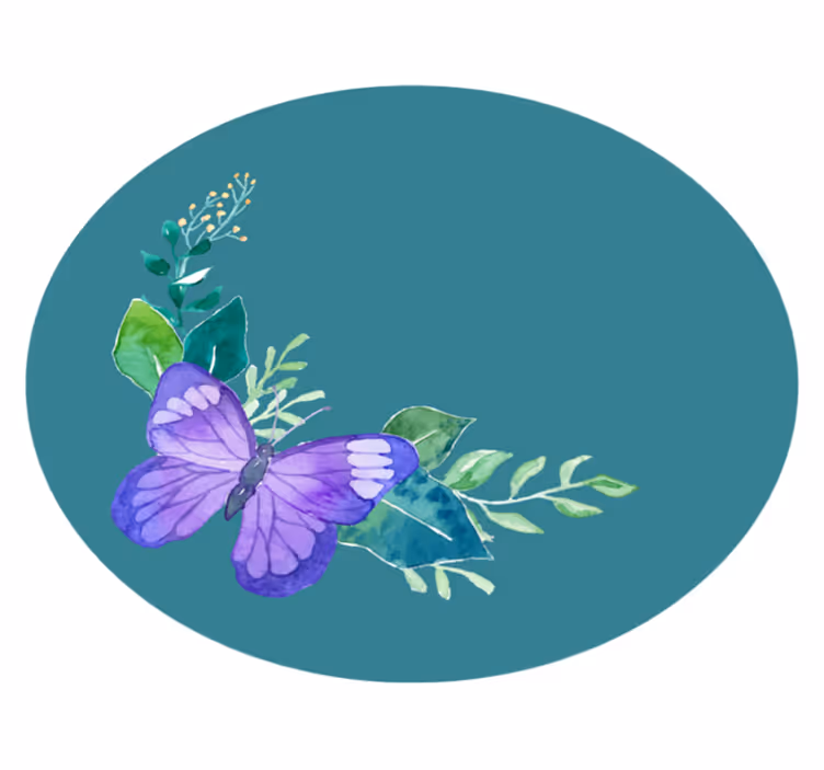 Tappeto vinile fiori motivo botanico a farfalla - TenStickers