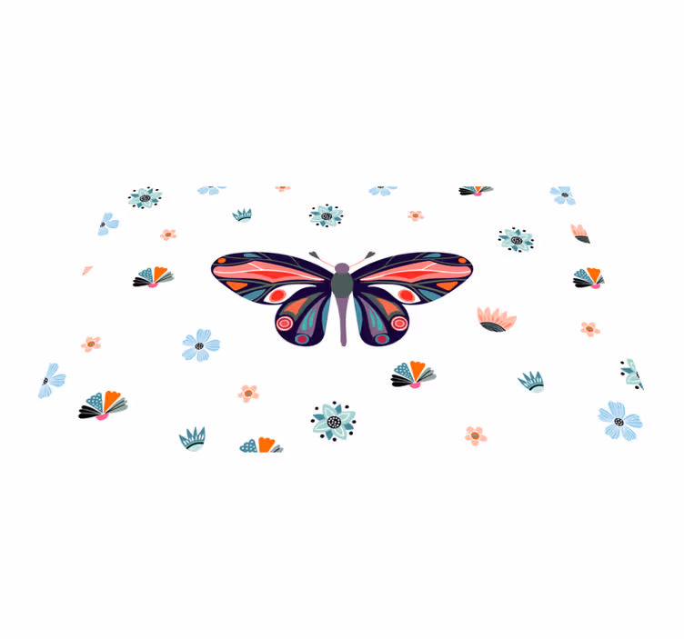 Tappeto vinile animali illustrazione di farfalla vibrante - TenStickers