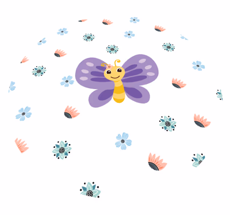 Tappeto vinile per bambini disegno a farfalla viola - TenStickers
