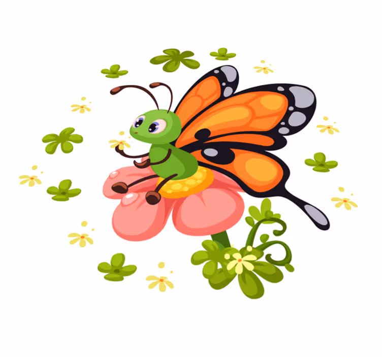 Tappeto vinile per bambini gioia colorata delle farfalle - TenStickers