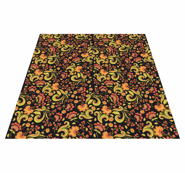Tappeto vinile fiori motivo a spirale botanica - TenStickers