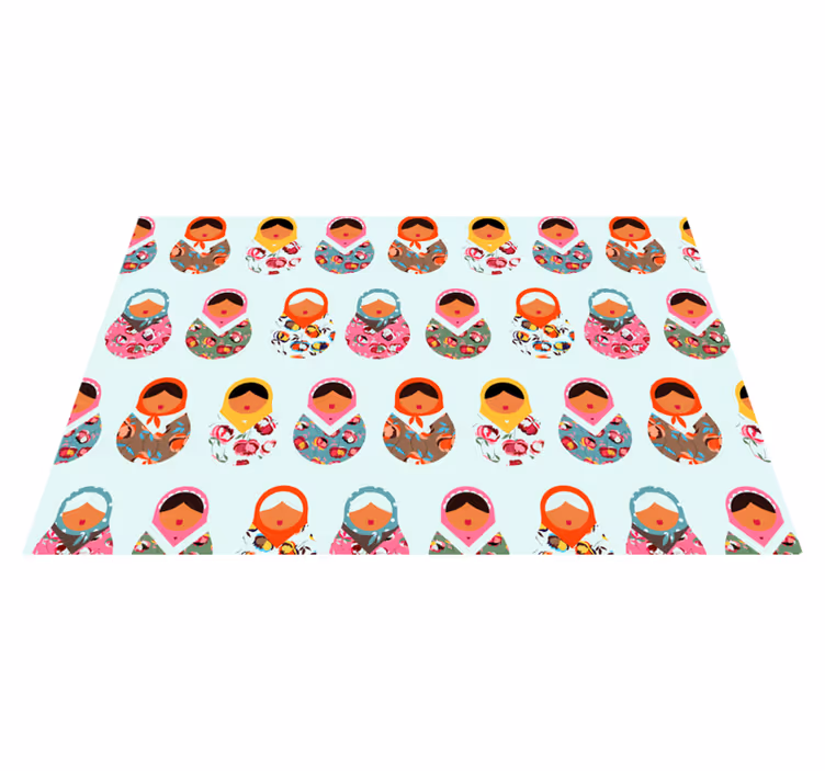 Tappeto vinile etnico bambole matrioska vivaci - TenStickers