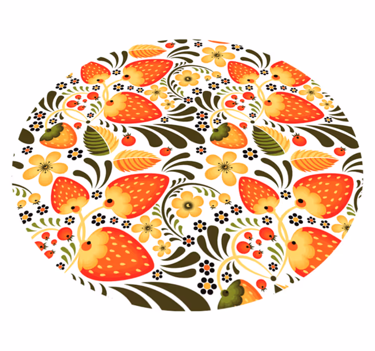 Tappeto vinile fiori motivo fragole - TenStickers