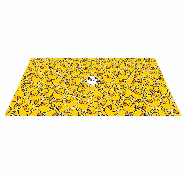 Tappeto vinile animali anatra bianca con motivo giallo - TenStickers