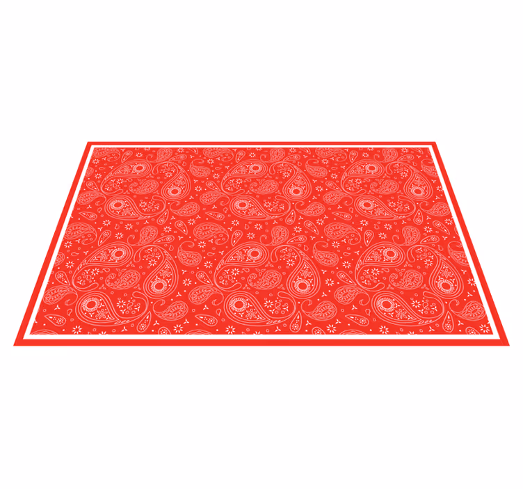 Tappeto vinile mappamondo motivo paisley rosso - TenStickers