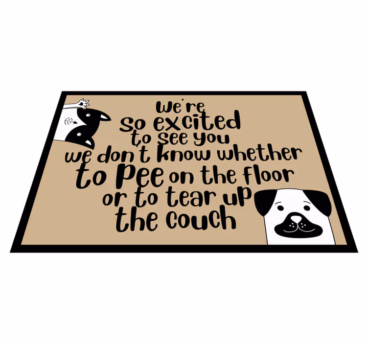 Tappeto vinile frase cuccioli eccitati che salutano - TenStickers