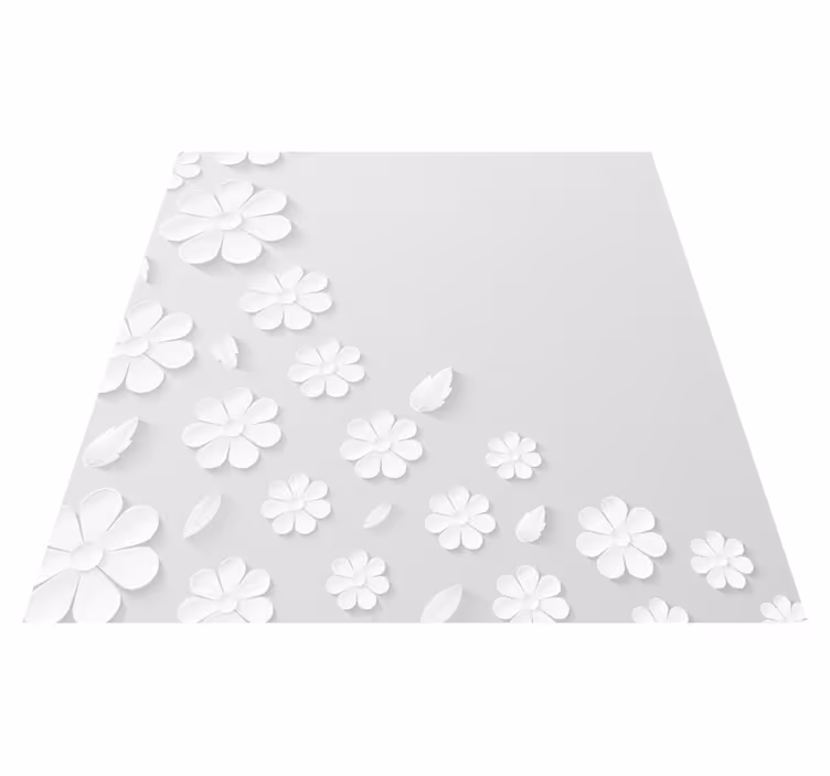 Tappeto vinile fiori motivo floreale bianco - TenStickers