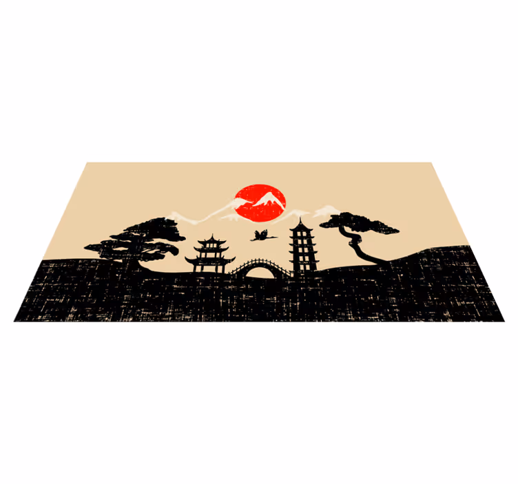 Tappeto in vinile moderno Silhouette giardino giapponese japanese - TenStickers