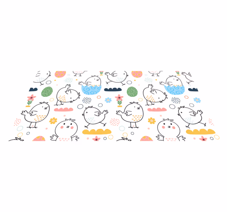 Tappeto vinile per bambini modello di polli affascinanti - TenStickers