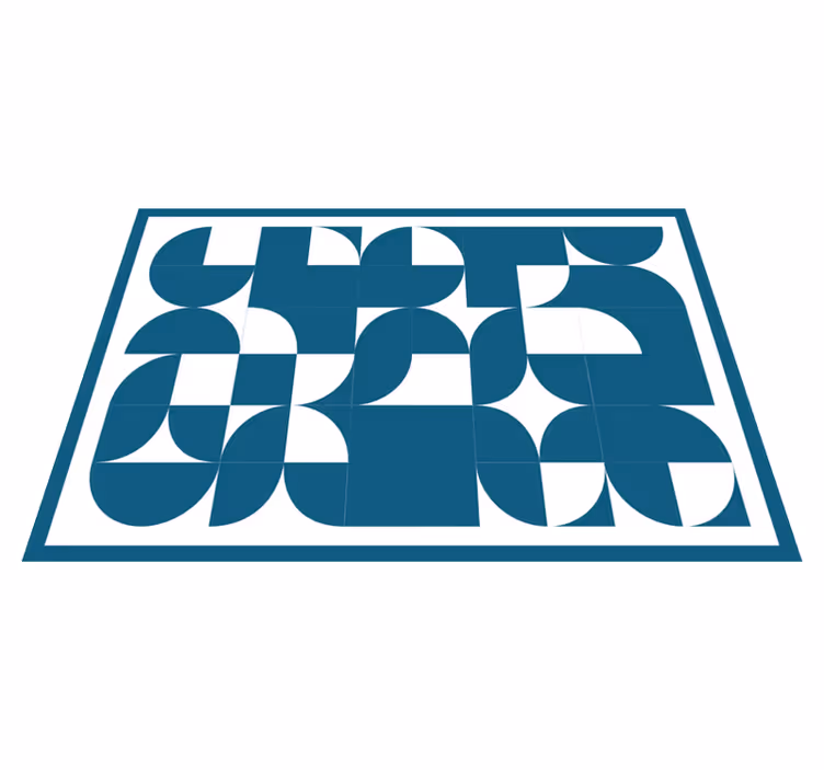 Tappeto vinile geometrico motivo astratto blu - TenStickers