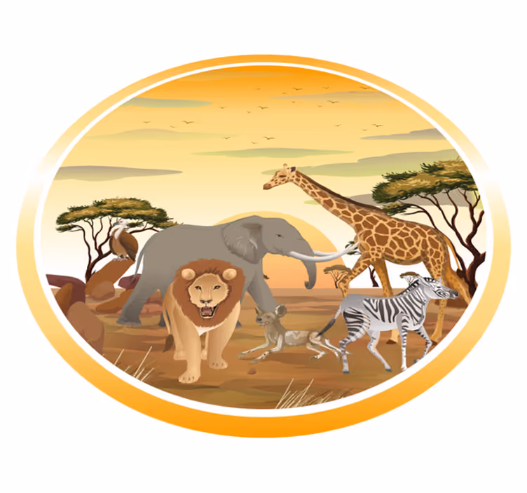 Tappeto vinile animali avventura nel safari - TenStickers