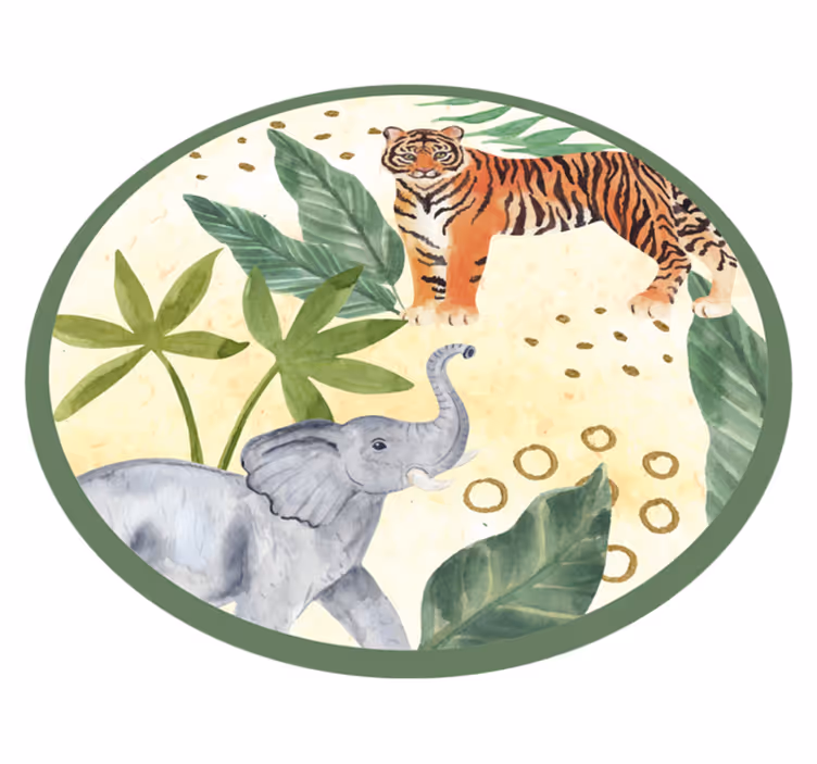 Tappeto vinile animali scena di fauna selvatica tropicale - TenStickers