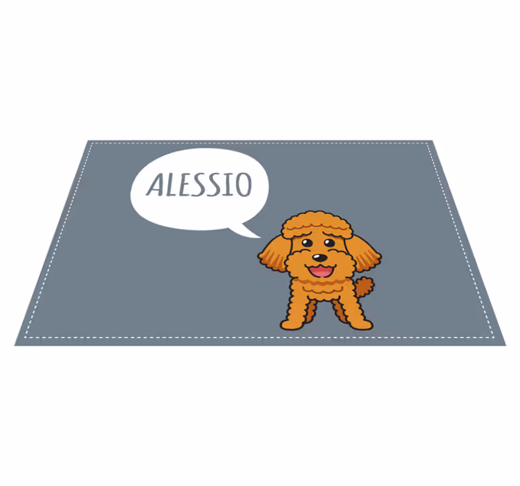 Tappeto vinile con nome cucciolo di barboncino felice - TenStickers