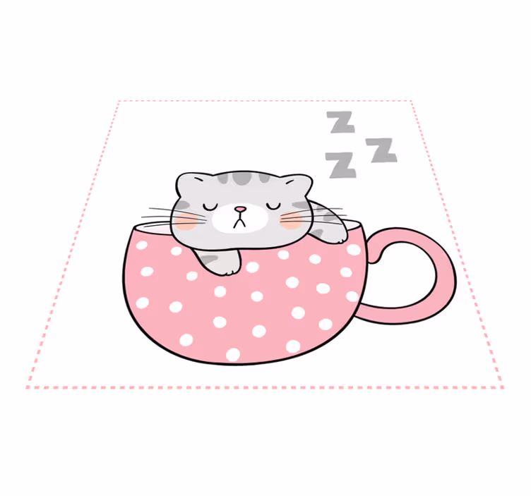 Tappeto vinile per bambini tazza gatto addormentato - TenStickers