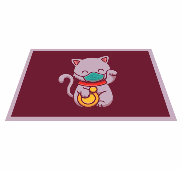 Tappeto vinile animali gatto che indossa una maschera - TenStickers