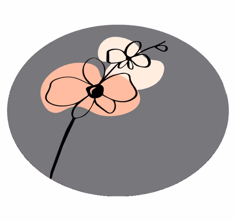 Tappeto vinile fiori design minimalista ed elegante grigio - TenStickers