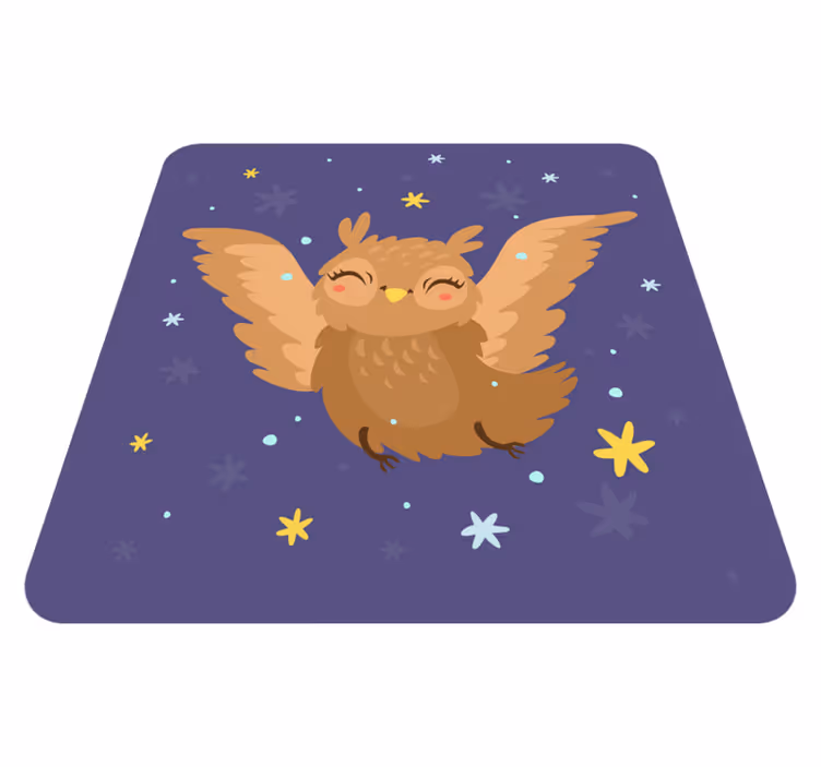 Tappeto vinile per bambini disegno allegro del gufo - TenStickers