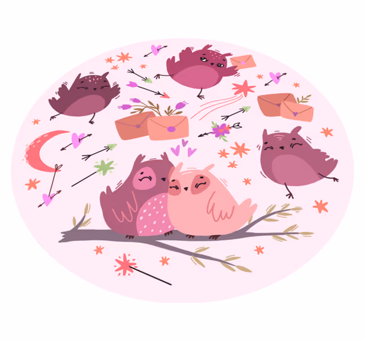 Tappeto vinile per bambini gufi viola - TenStickers