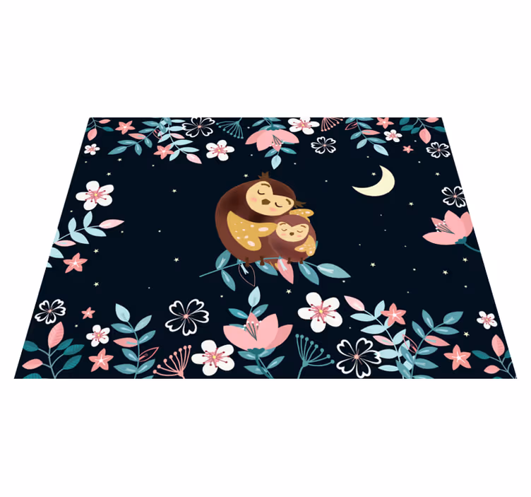 Tappeto vinile animali mamma gufo amore - TenStickers