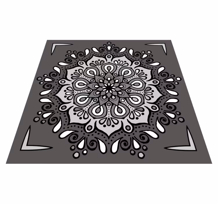Tappeto vinile Mandala motivo elegante su grigio - TenStickers