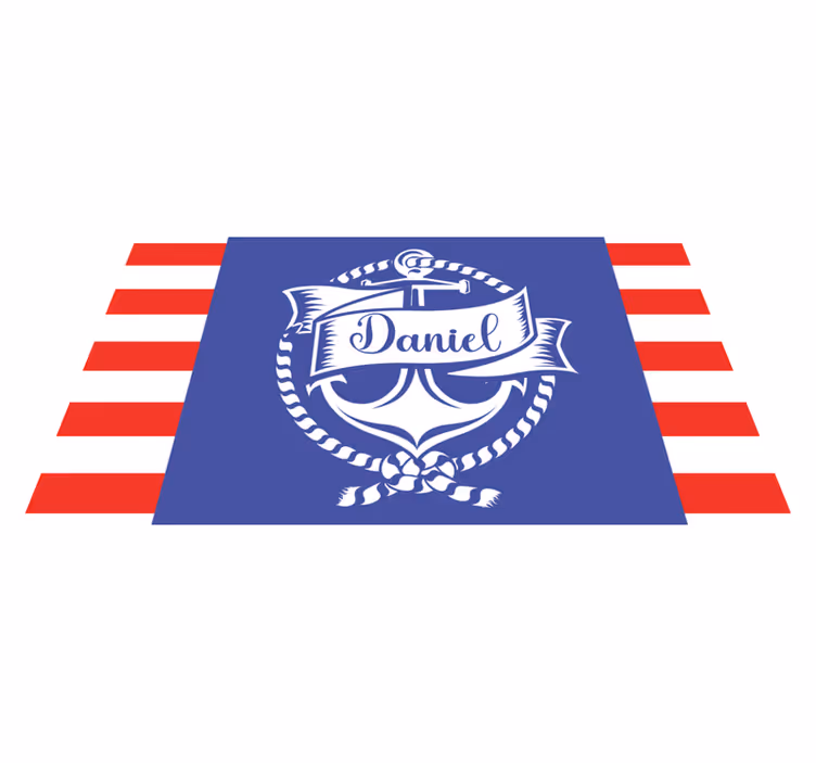 Tappeto vinile con nome progettazione di ancora nautica - TenStickers