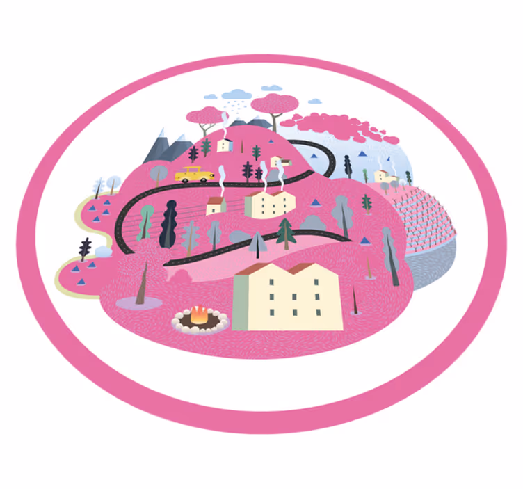 Tappeto vinile strade scena colorata del villaggio - TenStickers
