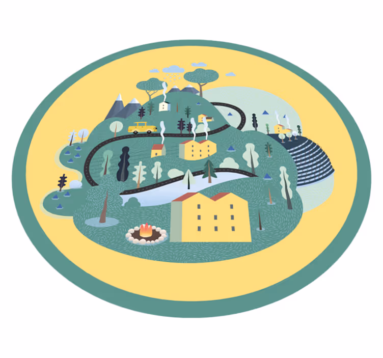 Tappeto vinile strade viaggio paesaggistico giocoso - TenStickers