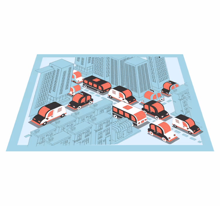 Tappeto vinile strade scena del traffico cittadino - TenStickers