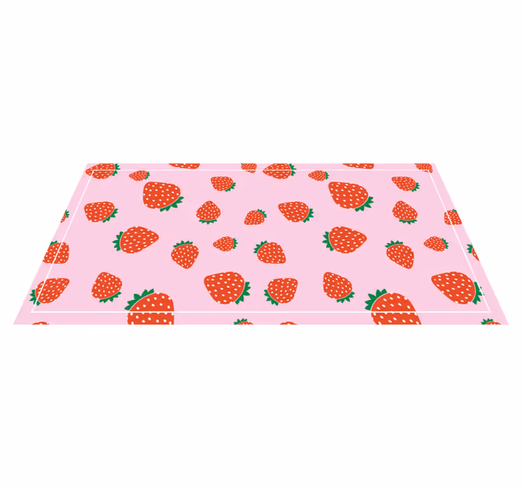 Tappeto vinile fiori motivo fragola rosa - TenStickers