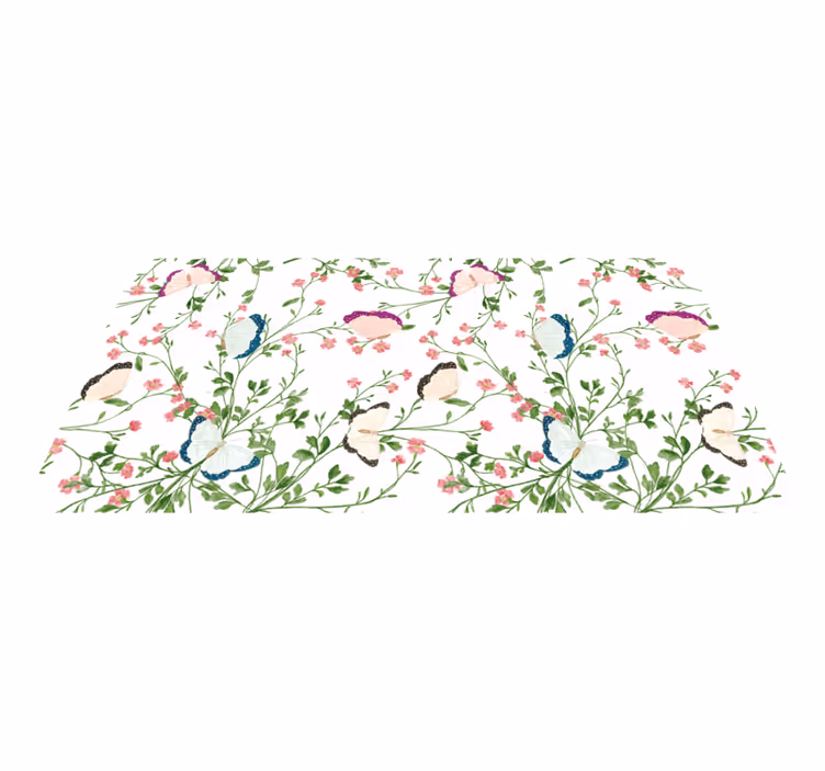 Tappeto vinile fiori motivo a farfalla - TenStickers