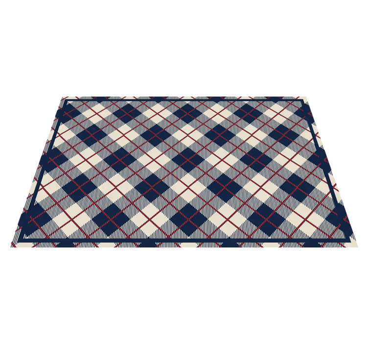 Tappeto vinile geometrico motivo a quadri blu navy - TenStickers