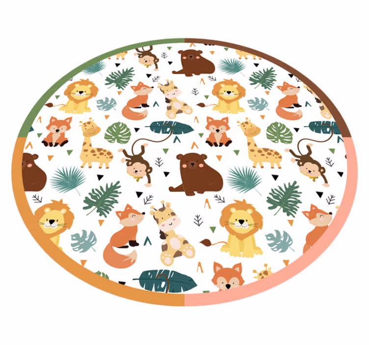 Tappeto vinile animali amici colorati della giungla - TenStickers