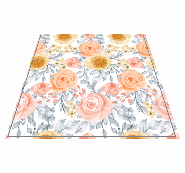 Tappeto vinile fiori tonalità rosa floreale - TenStickers