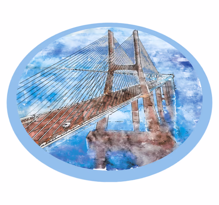 Tappeto vinile rotondo ponti sull'acqua - TenStickers