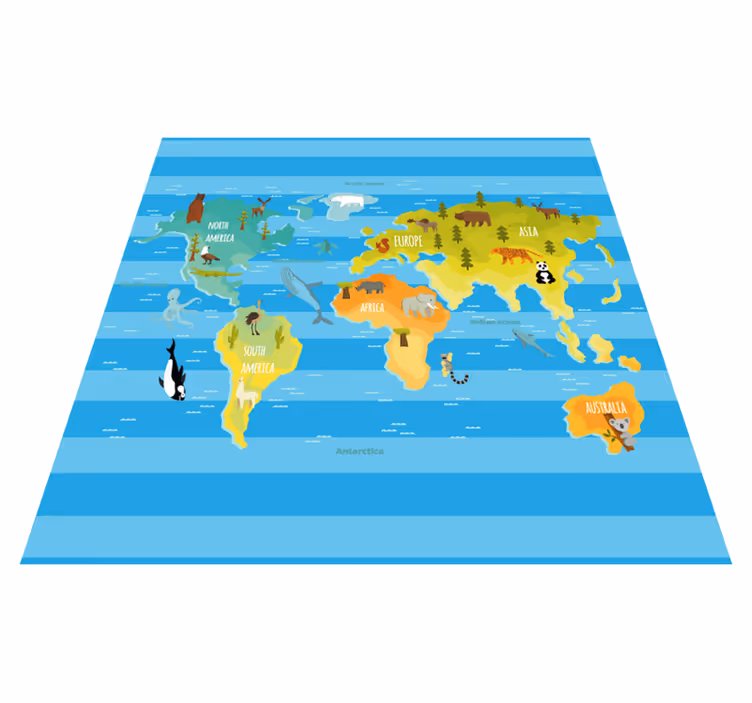 Tappeto vinile mappamondo mappa a strisce blu - TenStickers