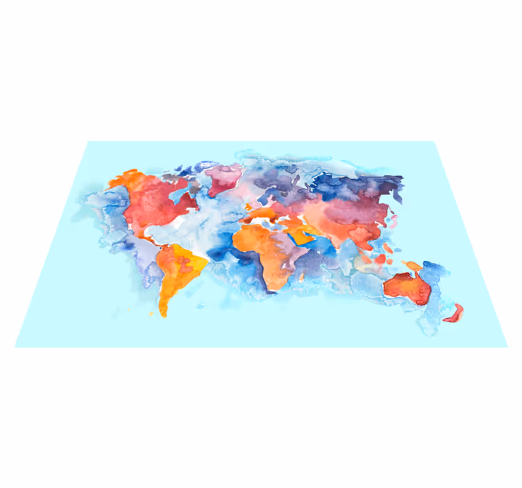 Tappeto vinile mappamondo mappa colorata del mondo - TenStickers