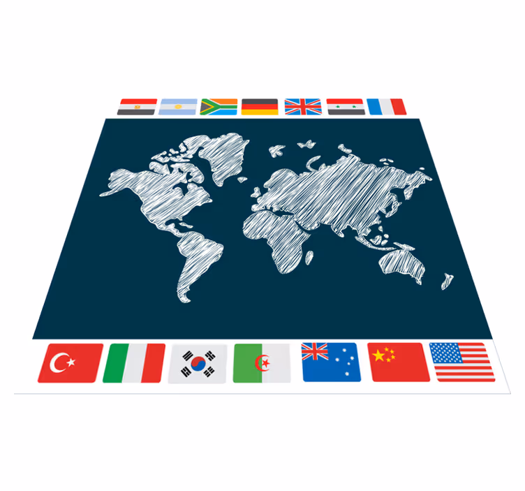 Tappeto vinile mappamondo opera d'arte mappale - TenStickers