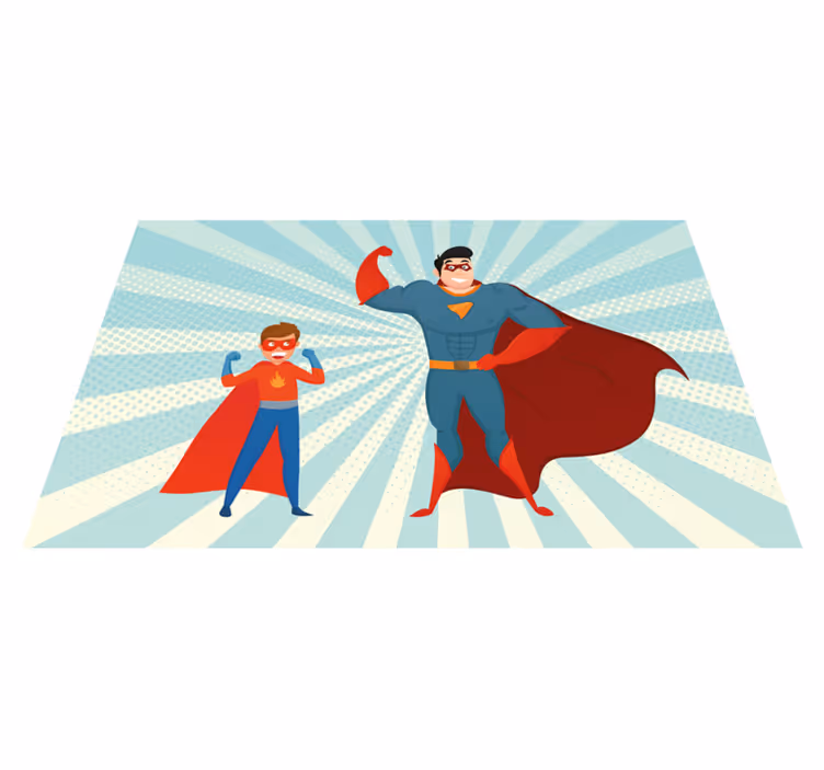 Tappeto vinile per bambini coppia di supereroi - TenStickers