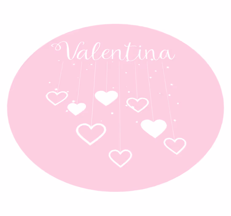 Tappeto vinile per bambini cuori rosa appesi con nome - TenStickers