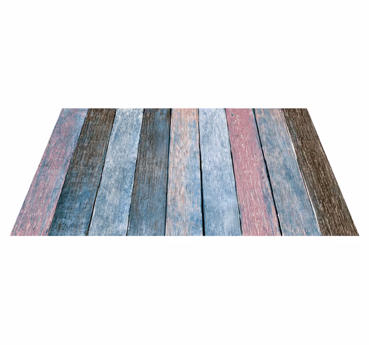 Tappeto vinile effetto legno assi blu e rosa - TenStickers